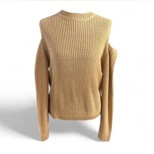 ✨ Chic Boutique FLA Crop Trends Camel Cold Shoulder Twist Back Knit Sweater ✨